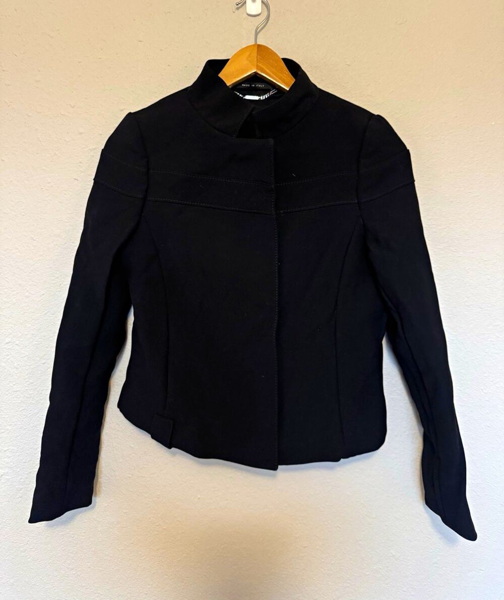 Gucci Women's Black Twill Lined Snap Front Short Jacket Long Sleeve Size 40